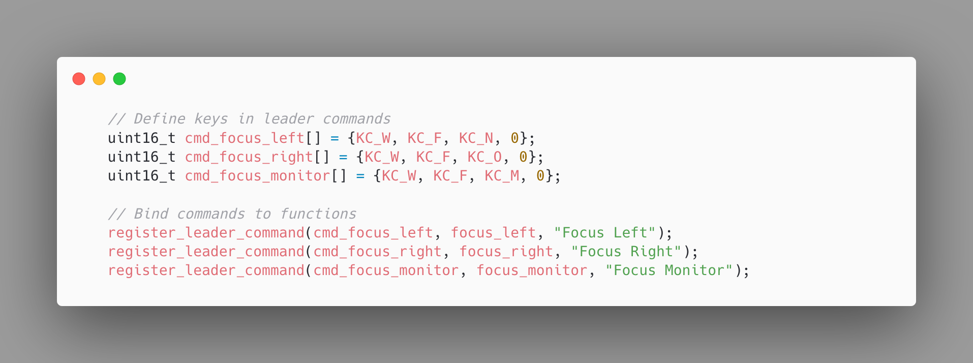 Code snippet for setting last app
