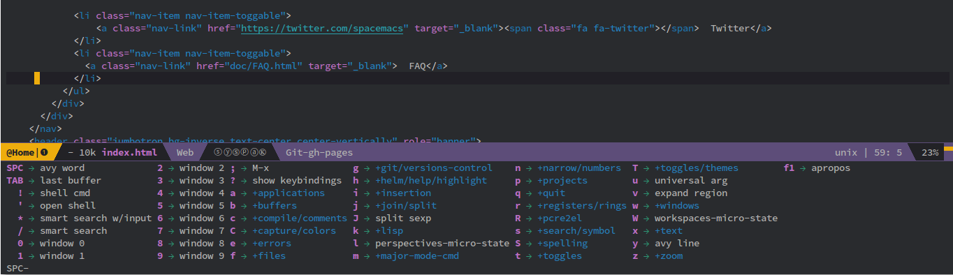 Spacemacs interface